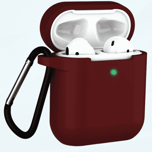 AirPods Case, Full Protective Silicone AirPods Accessories Cover Compatible with Apple AirPods 1&2 Wireless and Wired Charging Case(Front LED Visible),Burgundy