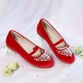 thumbnail image 3 of Zapatos planos tipo Mary Jane para niñas DREAM PAIRS con perlas rojas y cristales, 3 of 7