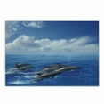 thumbnail image 1 of Sea Animals Cutting Board, Dolphins Jumping in Clear Sea and Fluffy Clouds in Sky Marine Life Photograph, Decorative Tempered Glass Cutting and Serving Board, Small Size, Blue White, by Ambesonne, 1 of 1