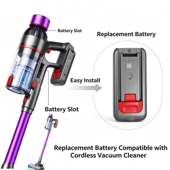 Hosaud Replacement Battery for Hosaud V106S Stick Vacuum, 2600mAh Rechargeable Battery Plug and Play