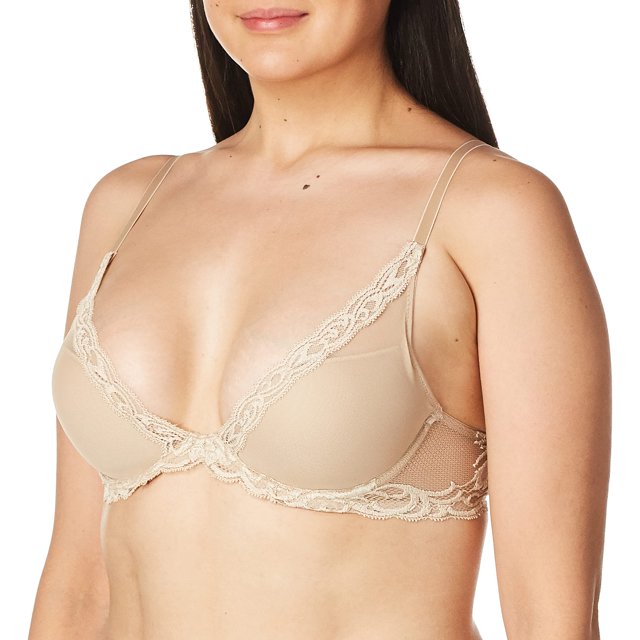 Natori Soutien-Gorge Plongeant à Contour Plumes pour Femmes, Café, 30DDD