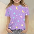 thumbnail image 2 of Grblisyd Girls Shirts Kids Summer Fashion Cute Cartoon Print Crewneck Short Sleeve Tops Casual Tees 10-12 Years, 2 of 5