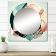 thumbnail image 1 of Designart "Boho Landscape Earthy Green With Unapologetic Pink III" Modern Geometric Square Mirror For Wall Decor - Large Turquoise Square Printed Wall Mirror Art - Wall Mounted Mirror, 1 of 5