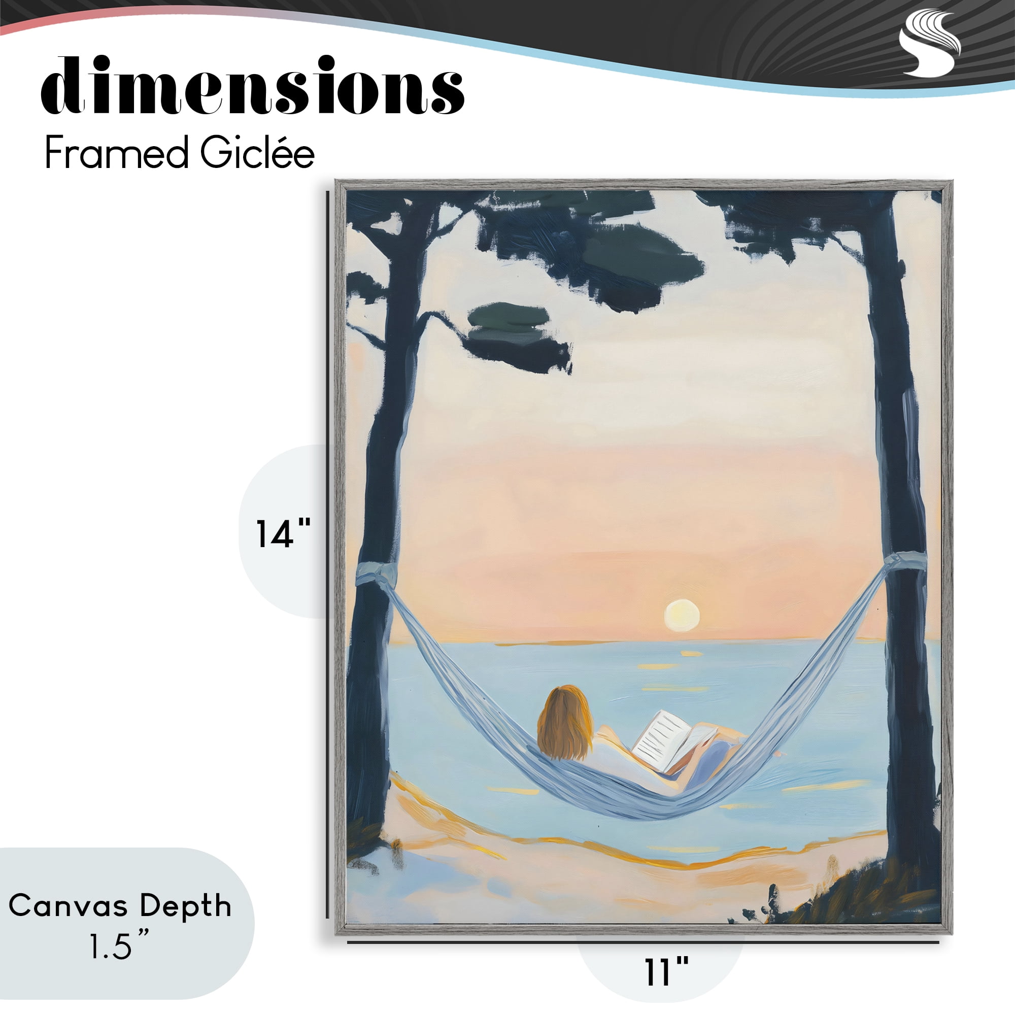 Stupell Industries Reading At Sunset in Hammock Gray Framed Giclee Art, design by The Prints Vibe