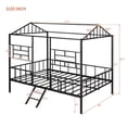 thumbnail image 7 of Metal House Bed, Twin Size Platform Bed Frame with Full-Length Guardrails and Ladder,Low Loft Bed Frame with Roof and Windows for Boys and Girls,Black, 7 of 7