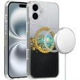 thumbnail image 3 of For Apple iPhone 16 Pro Max (6.9") Premium Transparent Epoxy Glitter Bling Magnetic Circle Compatible with MagSafe Hybrid Sparkle Cover ,Xpm Phone Case [ Black Gold ], 3 of 4