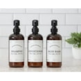 thumbnail image 2 of Artanis Home Amber Refillable Body Wash, Shampoo and Conditioner Bottles - PET Plastic Shampoo Bottles with Black Satin Pumps and "Modern Apothecary" Labels- 16 oz, 3 Pack, 2 of 8