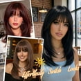 thumbnail image 6 of Black Wig with Bangs for Women Medium Length Layered Style Hair Synthetic Wig with Realistic Scalp & Heat Resistant for Daily Party Use, 6 of 6