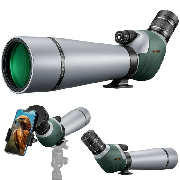 Gosky 20-60x80 Dual Focusing ED Spotting Scope - Ultra High Definition Optics Scope with Carrying Case and Smartphone Adapter for Target Shooting Hunting Bird Watching W