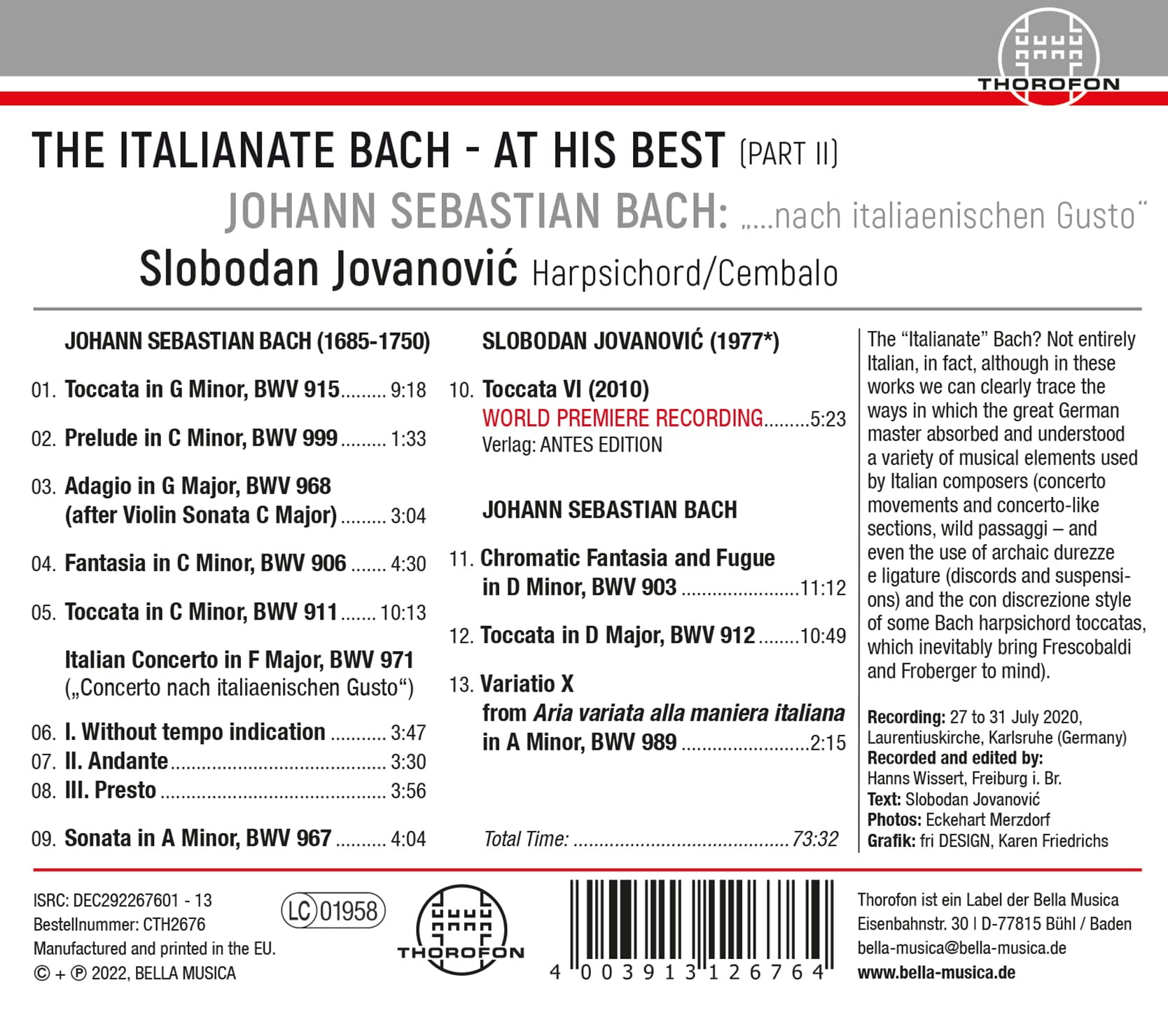 Jovanovic　Bach　Italianate　CD