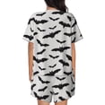 thumbnail image 4 of Womens Pajama Sets With Pocket, Halloween bats grey cool print Lounge Sets Short Sleeve Sleepwear PJ Sets for Women, 4 of 6