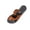 Brown, variant on Women's Open Toe Flat Sandals Faux Leather Summer Slippers Slip on Slides Brown 7