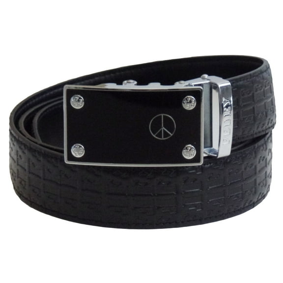 FEDEY Signature Mens Ratchet Belt, Statement Belt w PEACE Automatic Buckle
