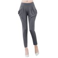 thumbnail image 2 of Neewe Womens Summer Casual Loose Striped Wide Leg Lounge Pants Solid Color Stretch Large Size Elastic Trousers-Gray Free Size, 2 of 7