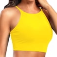 thumbnail image 1 of Women's Plus Size Swim Top Solid Color Adjustable Straps Removable Pads Racerback Tankini Top Summer Beach Pool Bathing Suit Yellow, 1 of 5