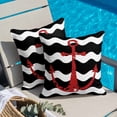 thumbnail image 4 of Red Nautical Throw Pillow Cover Anchor Navy Blue Wavy Stripes Cotton Linen Cushion Cover Throw Pillow Case with Invisible Zipper for Couch Sofa Bed Chair Car 26x26 Inch, 4 of 9