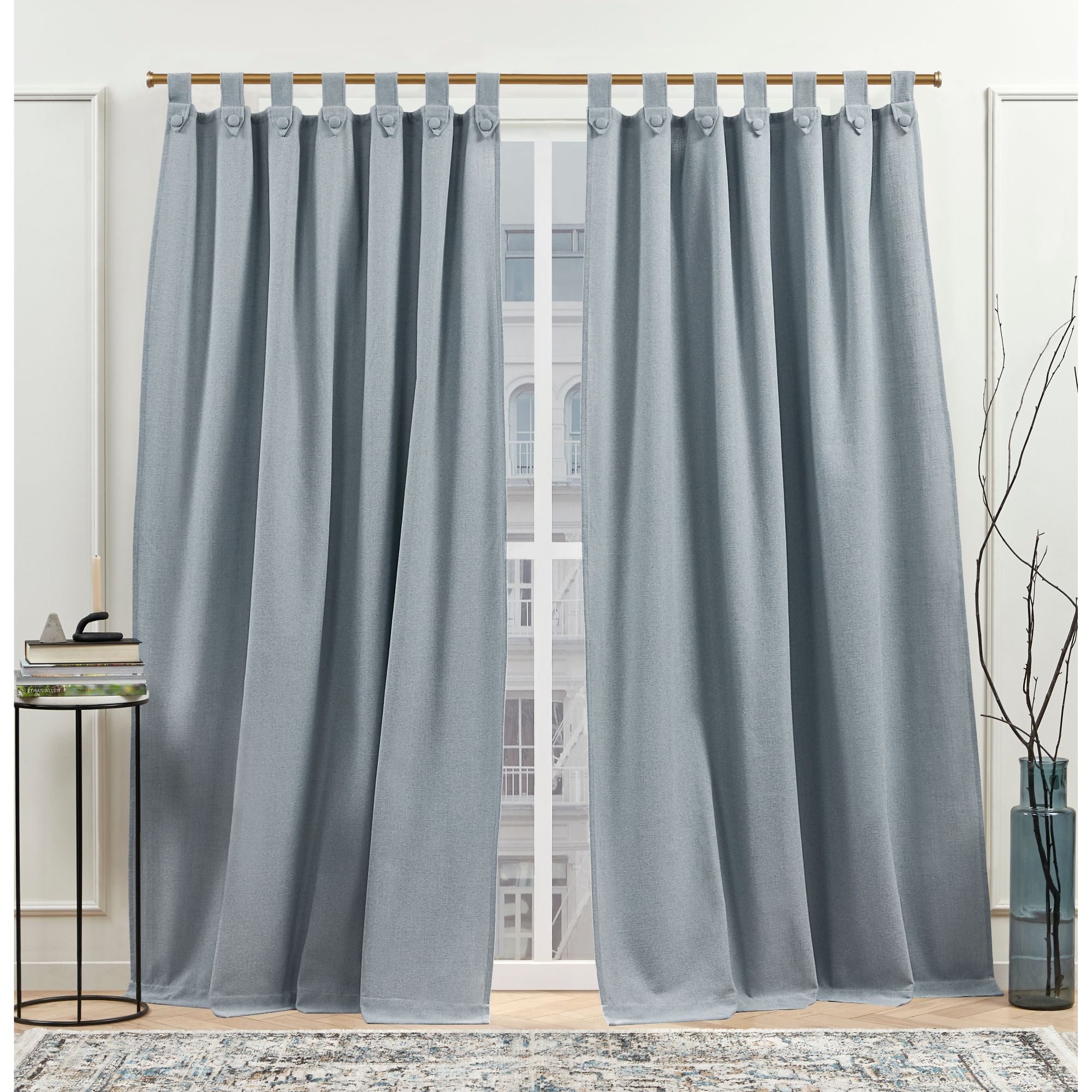 Nicole Miller New York Peterson Light Filtering Tuxedo Tab Top Curtain Panels 54 X 96 Slate Blue Set Of 2 Walmart Com Walmart Com
