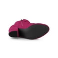 thumbnail image 5 of BLISSFUL STEP Women's Boots Faux Suede Ankle Booties Block Heel Round Toe Buckle Side Zip Boots Hot Pink 5.5, 5 of 7
