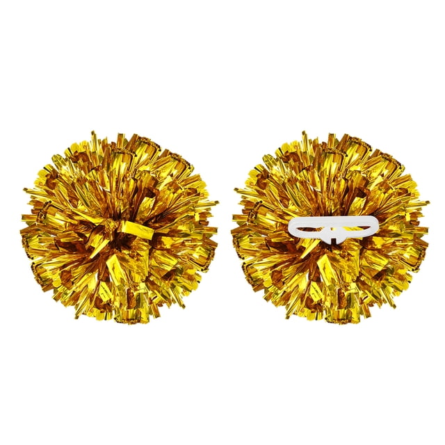 Uxcell 2 Pcs Pompones de Animación Metálicos de 12" con Anillos de Mango para Baile y Animación en Oro