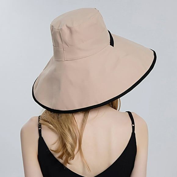 Women Outdoor Sunscreen Sun Hat All Match Tethered Double Sided Large Brimmed Sun Hat