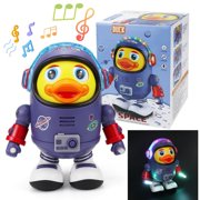 X Xhtang Baby Musical Interactive Dancing Duck Electric Toys with Lights and Music, Space Theme Moving Walking Fun Toddler Crawling Toys Birthday Gifts for Babies, Kids, Boys, Girls
