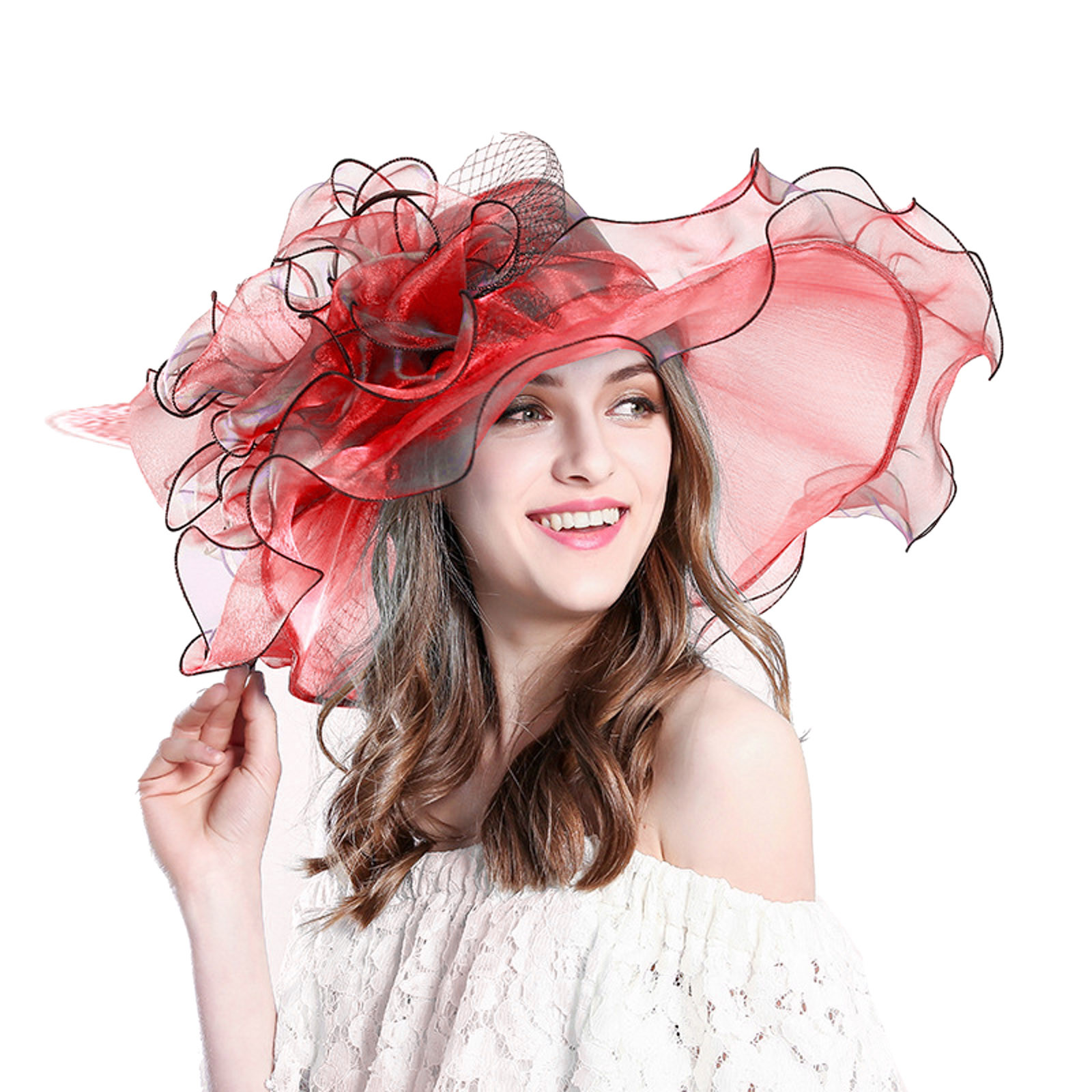 Womens Summer Dress Hat Wide Leaf Flower Bridal Shower Hat Sun Hats
