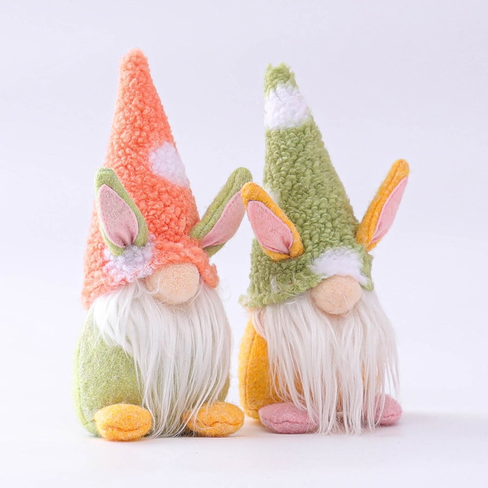 Kepooman 2 Pack Handmade Plush Forest Man Doll for Home Decor Spring Gifts, Rabbite Ears, Pink + Green Kepooman 2 Pack Handmade Plush Forest Man Doll for Home Decor Spring Gifts, Rabbite Ears, Pink + Green