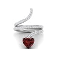 thumbnail image 1 of 7MM Heart Shape Wrap Bypass Ring Natural Garnet 925 Silver Women Rings, 1 of 3