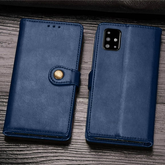 Wallet Case for Samsung A71 5G Magnetic Clasp Folio Kickstand Premium Leather Case with Hand Strap, [RFID Blocking] Credit Card Slots Shockproof TPU Inner Cover for Samsung Galaxy A71 5G, Blue