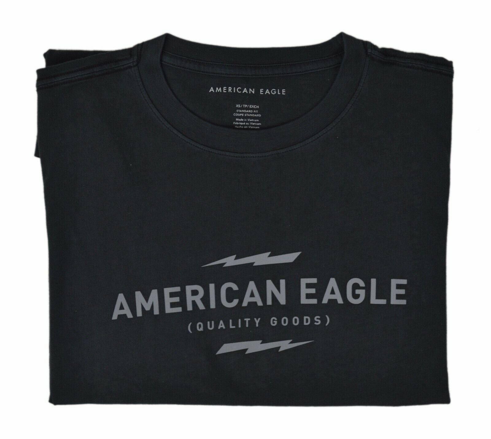 AEO New American Eagle Men's Long Sleeve AE Graphic Tshirt, Black
