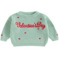 thumbnail image 1 of Baby Valentine Pullover Sweater Knitted Letter Embroidery Fall Winter Warm Tops, 1 of 6