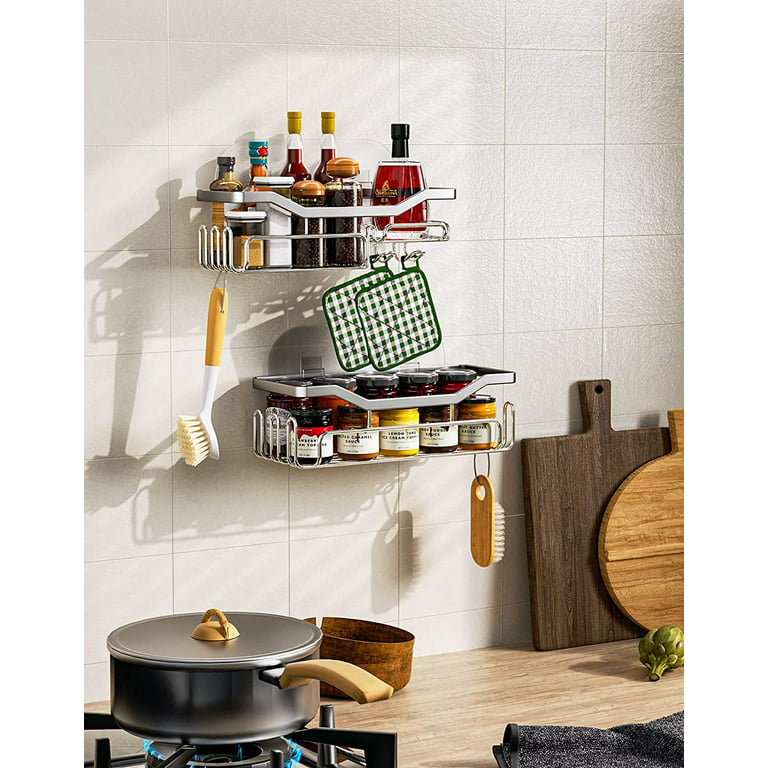 Shower Caddy Bathroom Shelf, Stainless Steel Wall Mounted Storage Organizer  For Shampoo, Shower Gel, Kitchen Spice Rack & Bathroom Accessories, No  Drilling