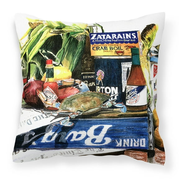 Carolines Treasures 1008PW1414 Crab in the Middle Decorative   Canvas Fabric Pillow 14Hx14W multicolor