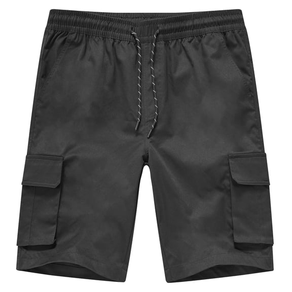 Muvtei Mens Casual Cargo Shorts Classic Drawstring Stretch Hiking Beach Shorts Twill Chino Short with 6 Pockets Black Size 36