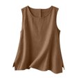 thumbnail image 7 of CHUMUD Women's Cotton Linen Tank Top, Sleeveless Crewneck Pullover, Side Slit Casual Summer Blouse, S-2XL, 7 of 7