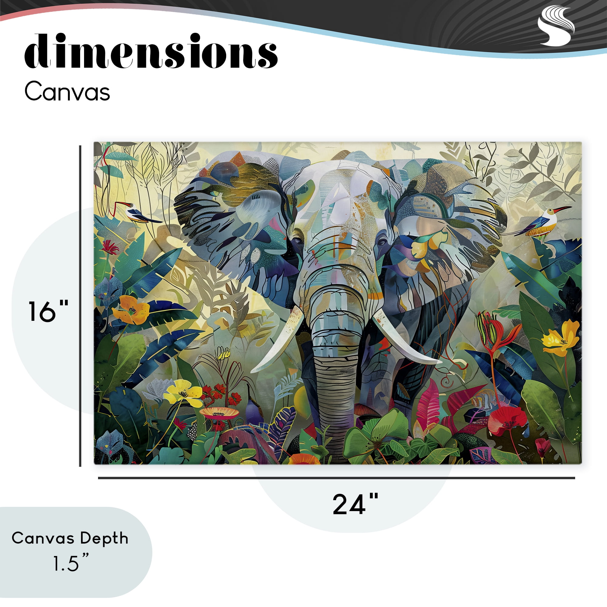 Stupell Industries Elephant's Realm in Tropical Bloom Canvas Wall Art, design by Lazar Studio