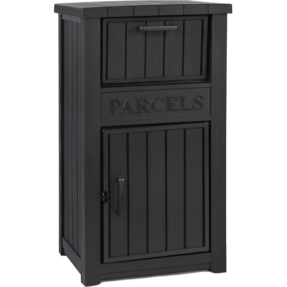 24.2"×18.6"×44.1" Black Package Delivery Box for Outside, Outdoor Storage with Lockable Secure, Anti-Theft Parcel Drop Boxes Outdoor Package Delivery and Waterproof for Porch, House, Curbside