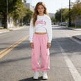 thumbnail image 4 of Dakiuu Girls Letter Graphic 3 Pieces Outfits Spring Winter Clothes Fashion Whiter Camisoles Workout Hoodies Crop Top and Jogger Sweatpants Set Red 11-12 Years (12Y), 4 of 6