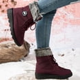 thumbnail image 5 of HEWUQI Women's Winter Snow Boots Platform Plush Cuff Mid Calf Boots Waterproof Lug Sole Lace up Hiking Shoes Red Size 8.5, 5 of 7