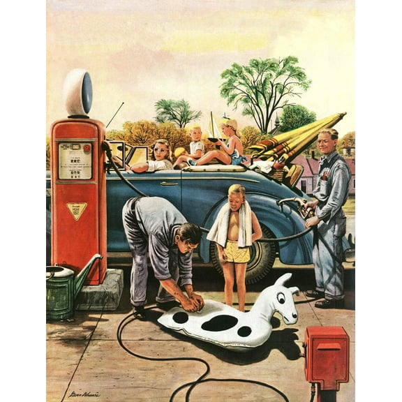 Marmont Hill "Inflating Beach Toy" by Stevan Dohanos Painting Print on Canvas