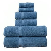 Luxury Hotel & Spa Collection, Quick Dry 100% Turkish Cotton, 700 GSM, Eco Friendly Towel, Bathroom and Kitchen Dobby Border Towels, 2-Bath Towel, 2-Hand Towel, 2-Washcloth-Bundle Set of 6, Wedgewood