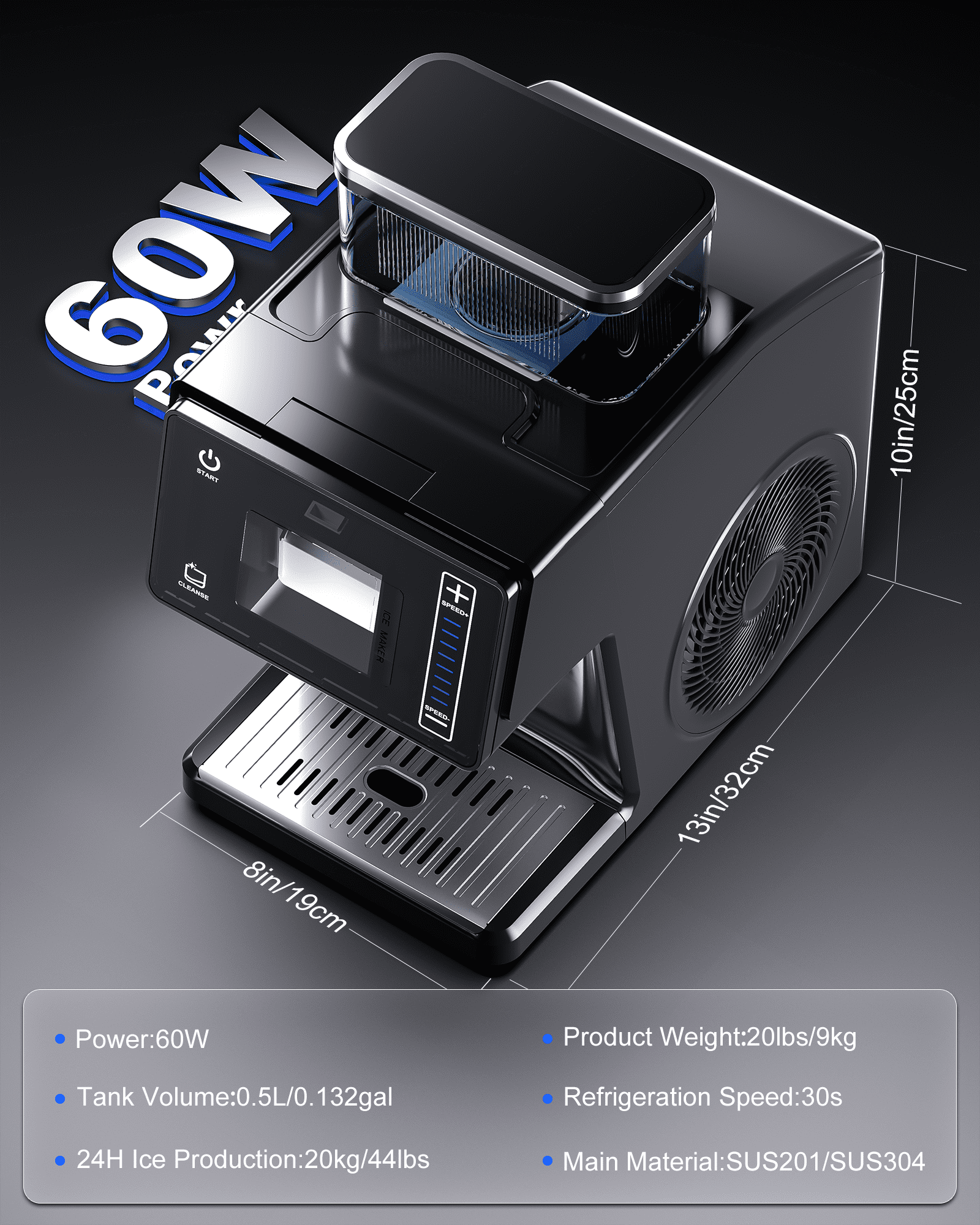 Snowflake Maker, Portable Power Ice Shaved machine with Rapid Cooling, Food-Grade Stainless Steel Material, Adjustable Speed Frozen Drink Maker for Home, Party, School