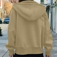 thumbnail image 4 of Jinhomg Womens Casual Hooded Sweatshirts Trendy Full Zip Drop Shoulder Jacket Fall Comfy Long Sleeve Solid Tops with Pocket Spring Saving Khaki XL, 4 of 6