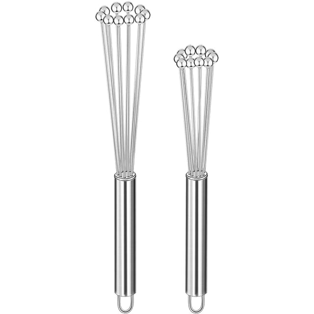Juego de 2 batidores de bola de acero inoxidable para batir huevos, batidores de cocina para cocinar, mezclar, batir, batir, revolver (10 pulgadas y 12 pulgadas) Namotu DLM922