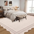 thumbnail image 4 of Garvee 5'x7' Scalloped Washable Area Rug Solid Border Carpet with Non Slip Backing, Soft Low Pile Rug for Living Room Bedroom Home Office, Beige, 4 of 10