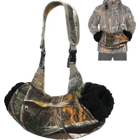 Silent Thick Hand Warmer Pouch Hunting Essentials – Fleece Lined Windproof Insulated Muff Gloves with Storage Pocket & Adjustable Waist Strap Gear Accessories for Camping Hiking