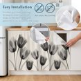 thumbnail image 5 of Vintage Tulip Cabinet Curtain 35"Wx35"L, Dustproof Under Sink Skirt with Self Adhesive Tape, Black Grey Beige Bloom Flower Floral Cabinet Curtain Cover for Kitchen Sink, Bathroom Vanity, Laundry Room, 5 of 9