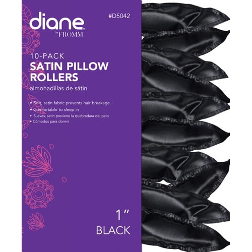 Diane 1" Black Satin Pillow Rollers 10Pack