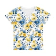 thumbnail image 7 of Short Sleeve T Shirts for Women Floral Printed V Neck Graphic Base Tees Loose Fit Casual Summer Tshirts (S, Yellow), 7 of 7