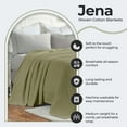 thumbnail image 3 of BNM Modern Cotton Textured Chevron Woven Blanket, Throw, Sage, 3 of 12